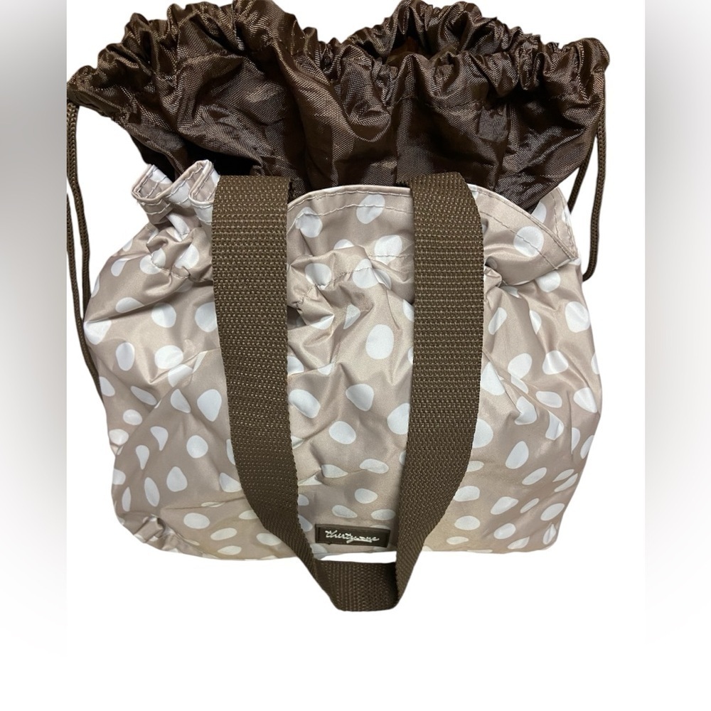 Thirty-One 31 Cinch It Up Thermal Tote Bag Insulated
Beige White Polka Dots